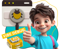 Тестирование & Vibe Debug. Охотники за багами - КИБЕРшкола программирования для детей, компьютерные курсы для школьников, начинающих и подростков - KIBERone г. Троицк